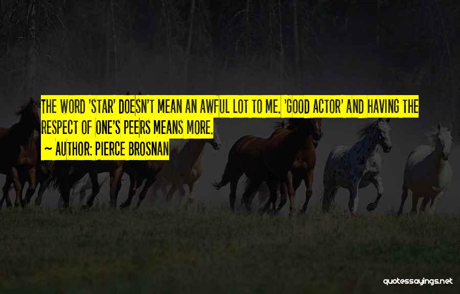 Pierce Brosnan Quotes: The Word 'star' Doesn't Mean An Awful Lot To Me. 'good Actor' And Having The Respect Of One's Peers Means