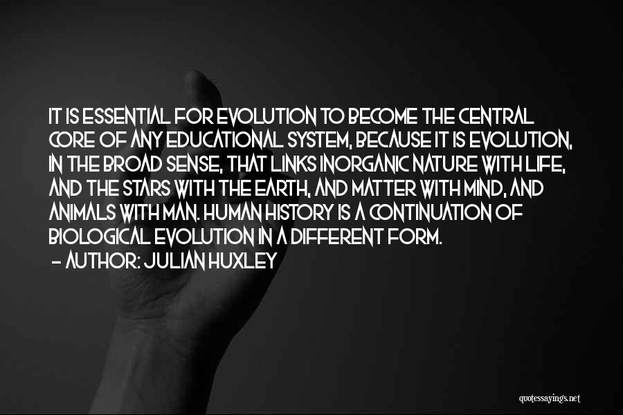 Julian Huxley Quotes: It Is Essential For Evolution To Become The Central Core Of Any Educational System, Because It Is Evolution, In The