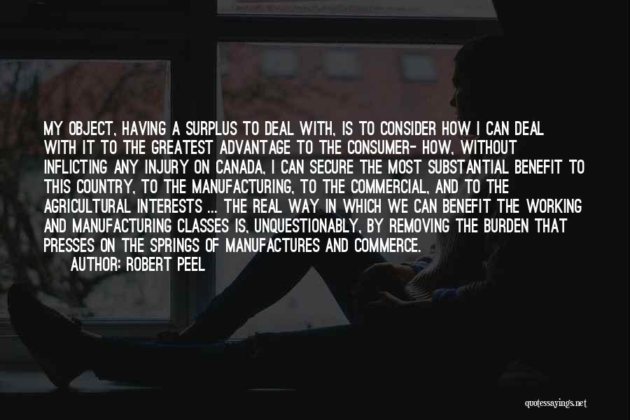 Robert Peel Quotes: My Object, Having A Surplus To Deal With, Is To Consider How I Can Deal With It To The Greatest