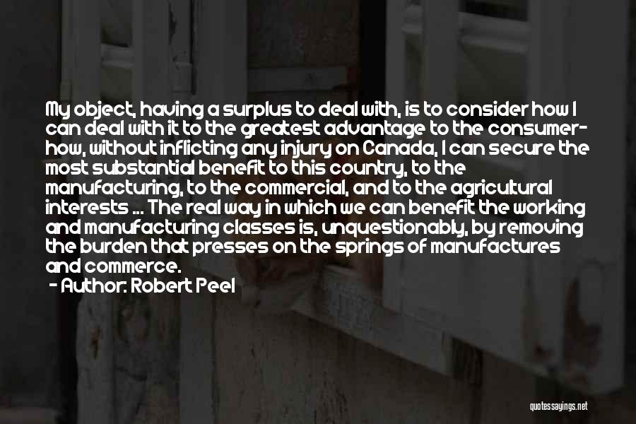 Robert Peel Quotes: My Object, Having A Surplus To Deal With, Is To Consider How I Can Deal With It To The Greatest