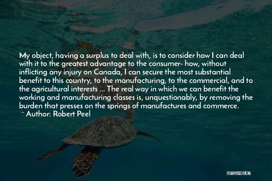Robert Peel Quotes: My Object, Having A Surplus To Deal With, Is To Consider How I Can Deal With It To The Greatest