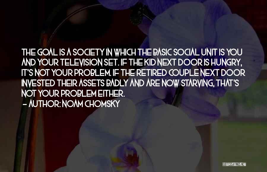 Noam Chomsky Quotes: The Goal Is A Society In Which The Basic Social Unit Is You And Your Television Set. If The Kid