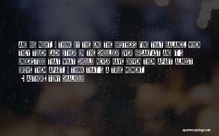 Tony Shalhoub Quotes: And Big Night, I Think By The End The Brothers Find That Balance, When They Touch Each Other On The