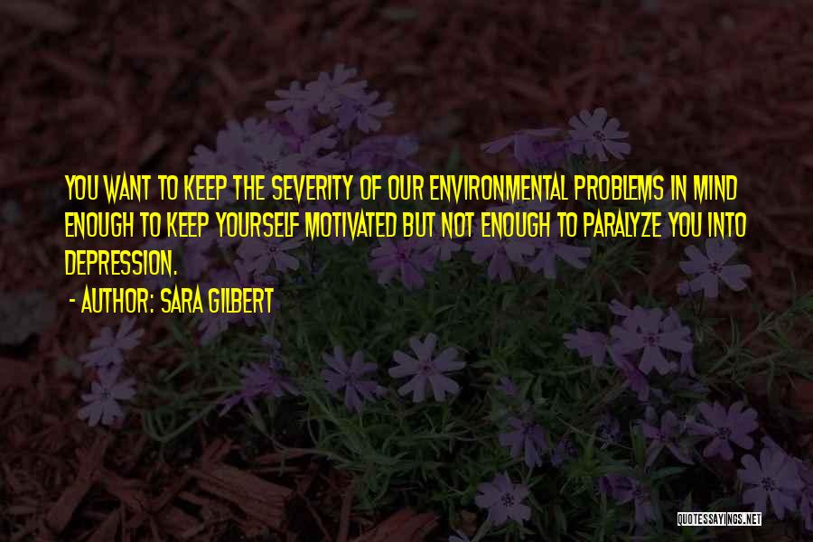 Sara Gilbert Quotes: You Want To Keep The Severity Of Our Environmental Problems In Mind Enough To Keep Yourself Motivated But Not Enough