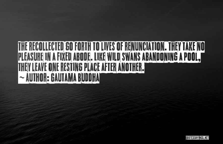 Gautama Buddha Quotes: The Recollected Go Forth To Lives Of Renunciation. They Take No Pleasure In A Fixed Abode. Like Wild Swans Abandoning