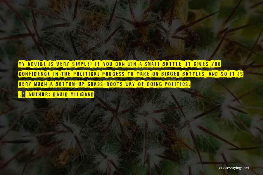 David Miliband Quotes: My Advice Is Very Simple: If You Can Win A Small Battle, It Gives You Confidence In The Political Process
