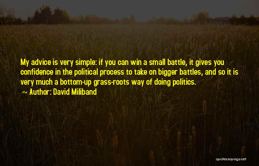 David Miliband Quotes: My Advice Is Very Simple: If You Can Win A Small Battle, It Gives You Confidence In The Political Process