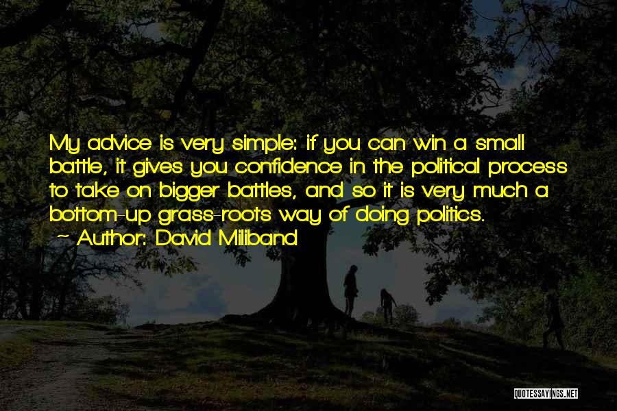 David Miliband Quotes: My Advice Is Very Simple: If You Can Win A Small Battle, It Gives You Confidence In The Political Process