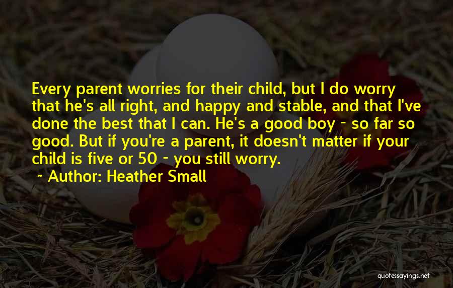 Heather Small Quotes: Every Parent Worries For Their Child, But I Do Worry That He's All Right, And Happy And Stable, And That