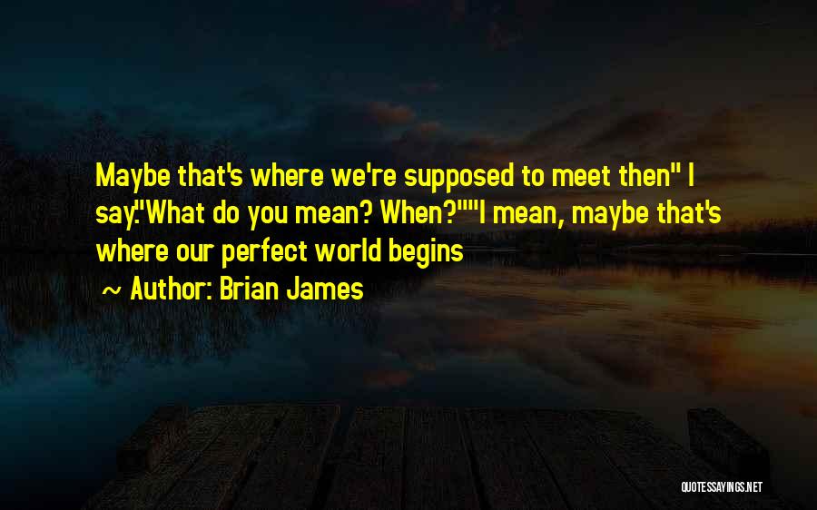 Brian James Quotes: Maybe That's Where We're Supposed To Meet Then I Say.what Do You Mean? When?i Mean, Maybe That's Where Our Perfect
