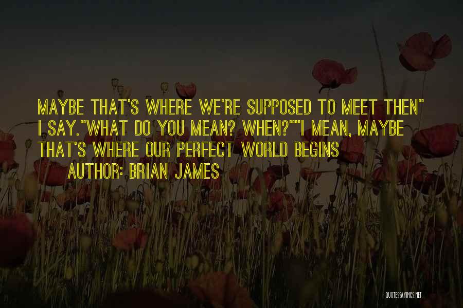 Brian James Quotes: Maybe That's Where We're Supposed To Meet Then I Say.what Do You Mean? When?i Mean, Maybe That's Where Our Perfect