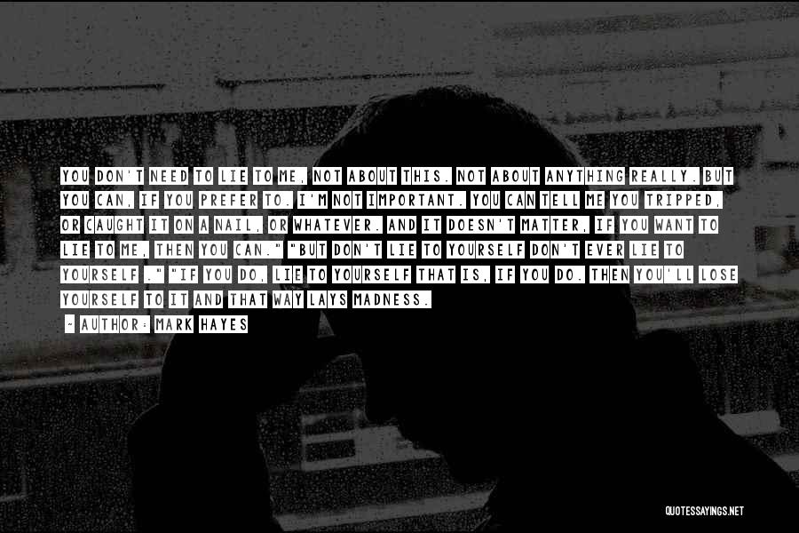 Mark Hayes Quotes: You Don't Need To Lie To Me, Not About This. Not About Anything Really. But You Can, If You Prefer