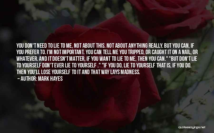Mark Hayes Quotes: You Don't Need To Lie To Me, Not About This. Not About Anything Really. But You Can, If You Prefer