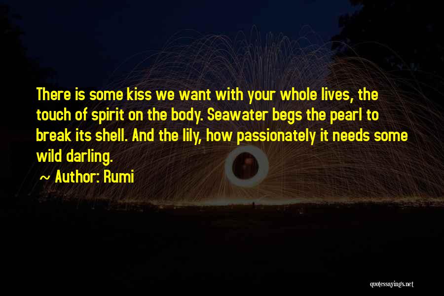 Rumi Quotes: There Is Some Kiss We Want With Your Whole Lives, The Touch Of Spirit On The Body. Seawater Begs The