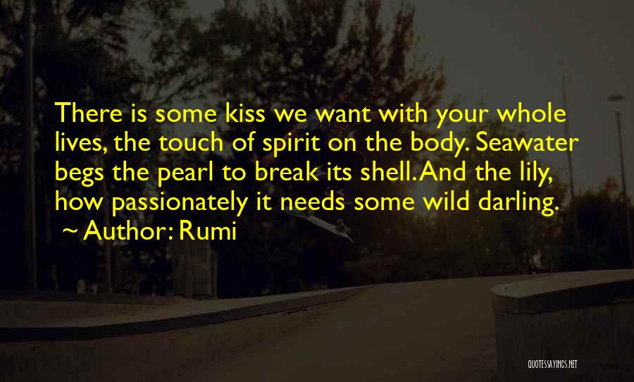 Rumi Quotes: There Is Some Kiss We Want With Your Whole Lives, The Touch Of Spirit On The Body. Seawater Begs The