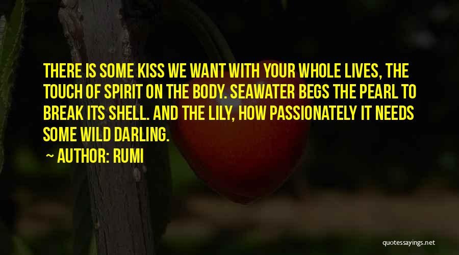 Rumi Quotes: There Is Some Kiss We Want With Your Whole Lives, The Touch Of Spirit On The Body. Seawater Begs The