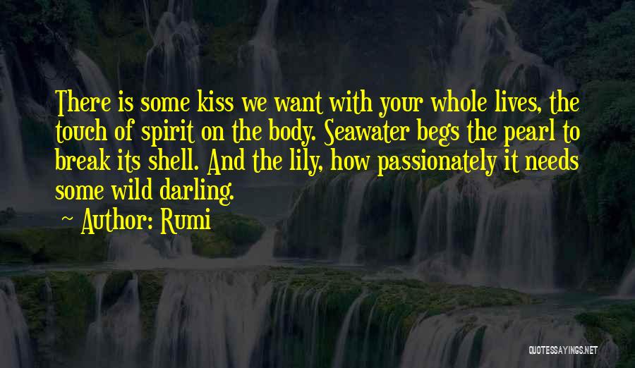 Rumi Quotes: There Is Some Kiss We Want With Your Whole Lives, The Touch Of Spirit On The Body. Seawater Begs The