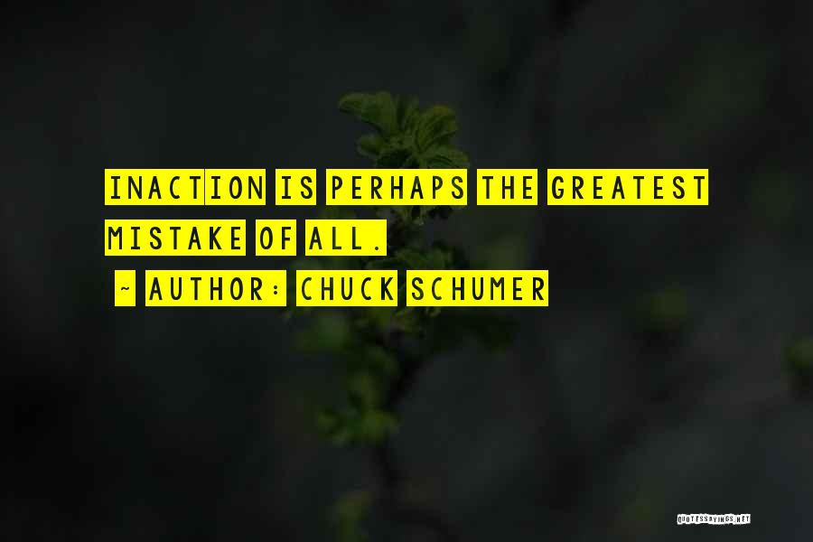 Chuck Schumer Quotes: Inaction Is Perhaps The Greatest Mistake Of All.