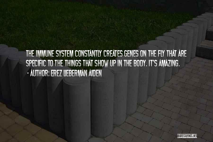 Erez Lieberman Aiden Quotes: The Immune System Constantly Creates Genes On The Fly That Are Specific To The Things That Show Up In The