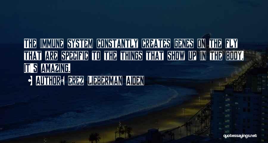 Erez Lieberman Aiden Quotes: The Immune System Constantly Creates Genes On The Fly That Are Specific To The Things That Show Up In The