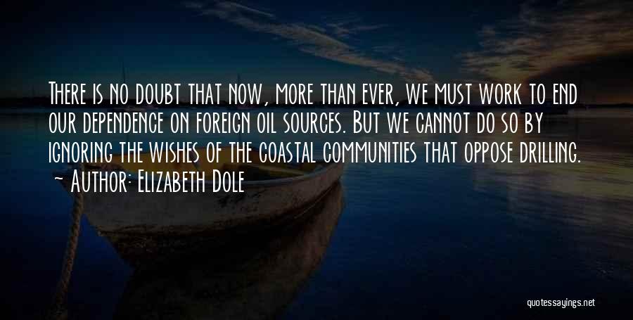 Elizabeth Dole Quotes: There Is No Doubt That Now, More Than Ever, We Must Work To End Our Dependence On Foreign Oil Sources.