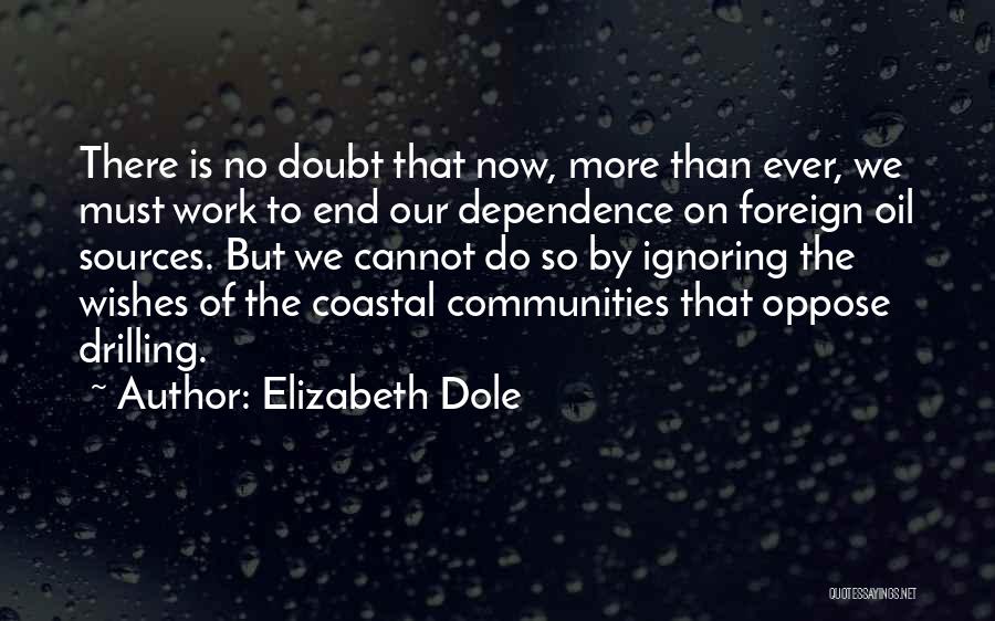 Elizabeth Dole Quotes: There Is No Doubt That Now, More Than Ever, We Must Work To End Our Dependence On Foreign Oil Sources.