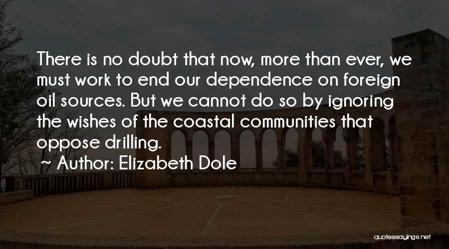 Elizabeth Dole Quotes: There Is No Doubt That Now, More Than Ever, We Must Work To End Our Dependence On Foreign Oil Sources.