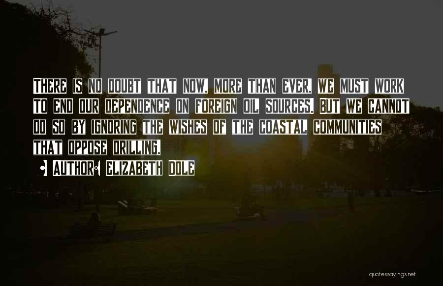 Elizabeth Dole Quotes: There Is No Doubt That Now, More Than Ever, We Must Work To End Our Dependence On Foreign Oil Sources.