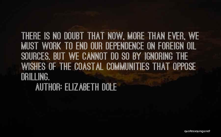 Elizabeth Dole Quotes: There Is No Doubt That Now, More Than Ever, We Must Work To End Our Dependence On Foreign Oil Sources.