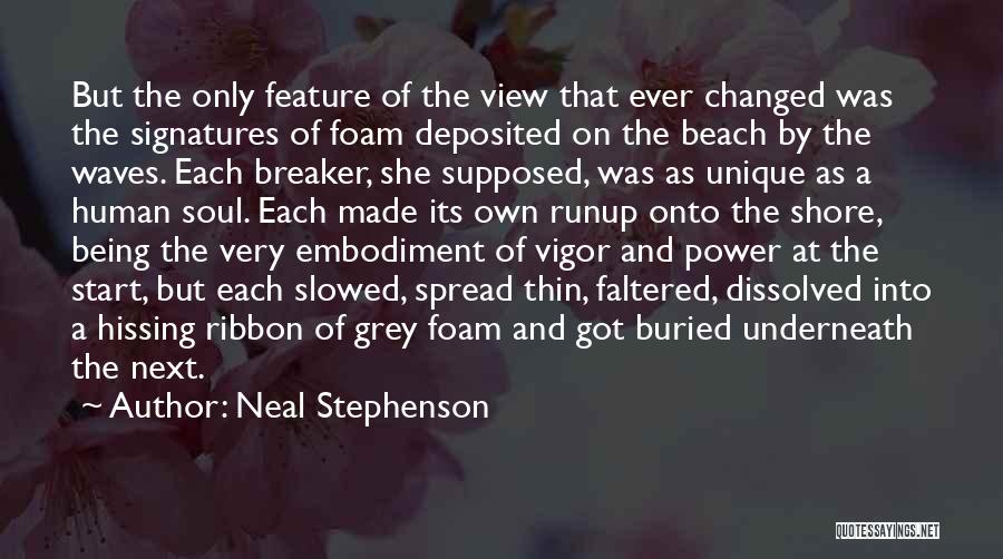 Neal Stephenson Quotes: But The Only Feature Of The View That Ever Changed Was The Signatures Of Foam Deposited On The Beach By