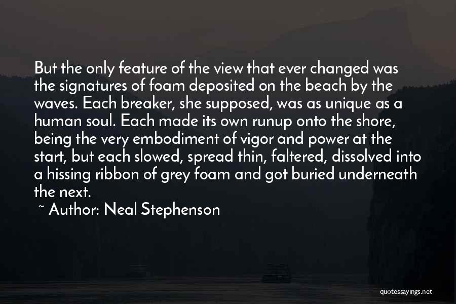 Neal Stephenson Quotes: But The Only Feature Of The View That Ever Changed Was The Signatures Of Foam Deposited On The Beach By