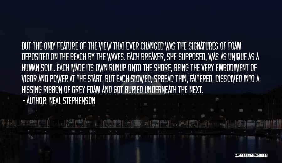 Neal Stephenson Quotes: But The Only Feature Of The View That Ever Changed Was The Signatures Of Foam Deposited On The Beach By