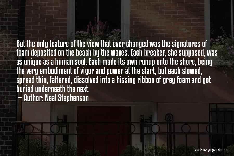 Neal Stephenson Quotes: But The Only Feature Of The View That Ever Changed Was The Signatures Of Foam Deposited On The Beach By