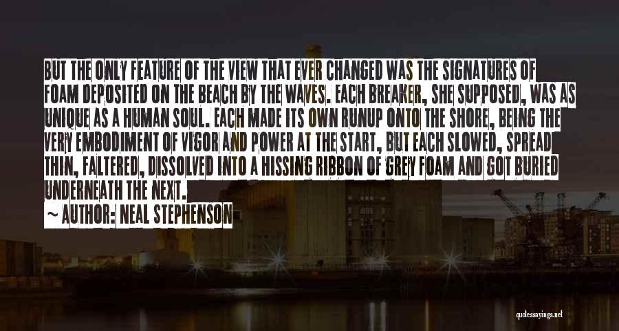 Neal Stephenson Quotes: But The Only Feature Of The View That Ever Changed Was The Signatures Of Foam Deposited On The Beach By