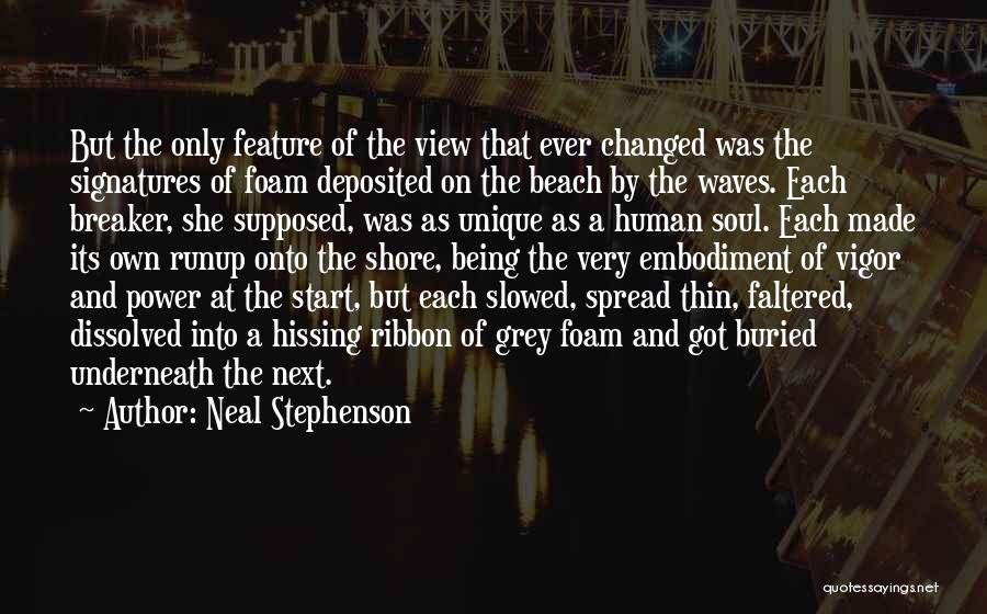 Neal Stephenson Quotes: But The Only Feature Of The View That Ever Changed Was The Signatures Of Foam Deposited On The Beach By