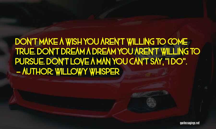 Willowy Whisper Quotes: Don't Make A Wish You Aren't Willing To Come True. Don't Dream A Dream You Aren't Willing To Pursue. Don't