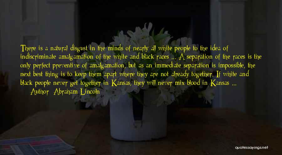 Abraham Lincoln Quotes: There Is A Natural Disgust In The Minds Of Nearly All White People To The Idea Of Indiscriminate Amalgamation Of