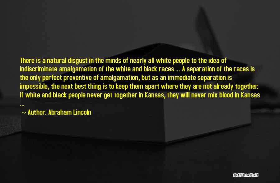 Abraham Lincoln Quotes: There Is A Natural Disgust In The Minds Of Nearly All White People To The Idea Of Indiscriminate Amalgamation Of