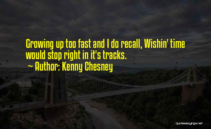 Kenny Chesney Quotes: Growing Up Too Fast And I Do Recall, Wishin' Time Would Stop Right In It's Tracks.