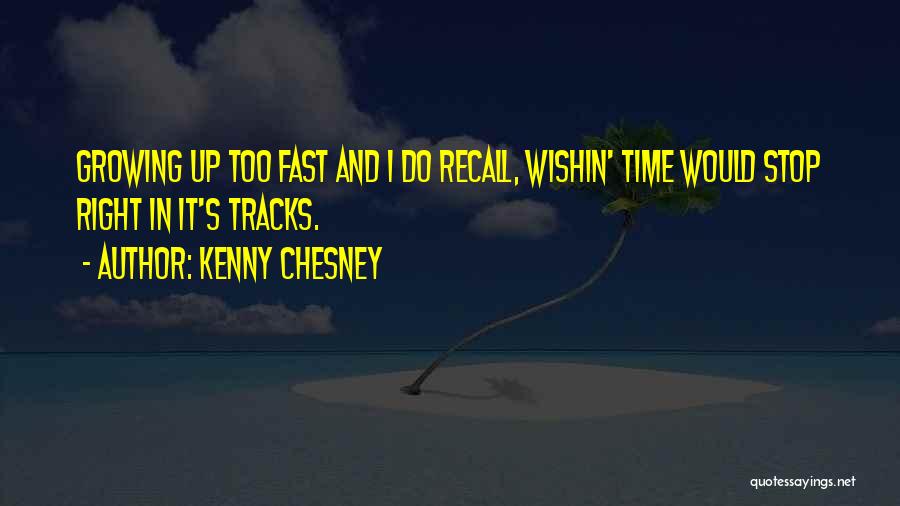 Kenny Chesney Quotes: Growing Up Too Fast And I Do Recall, Wishin' Time Would Stop Right In It's Tracks.