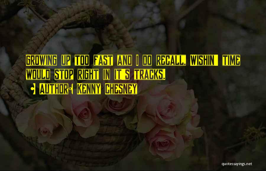 Kenny Chesney Quotes: Growing Up Too Fast And I Do Recall, Wishin' Time Would Stop Right In It's Tracks.