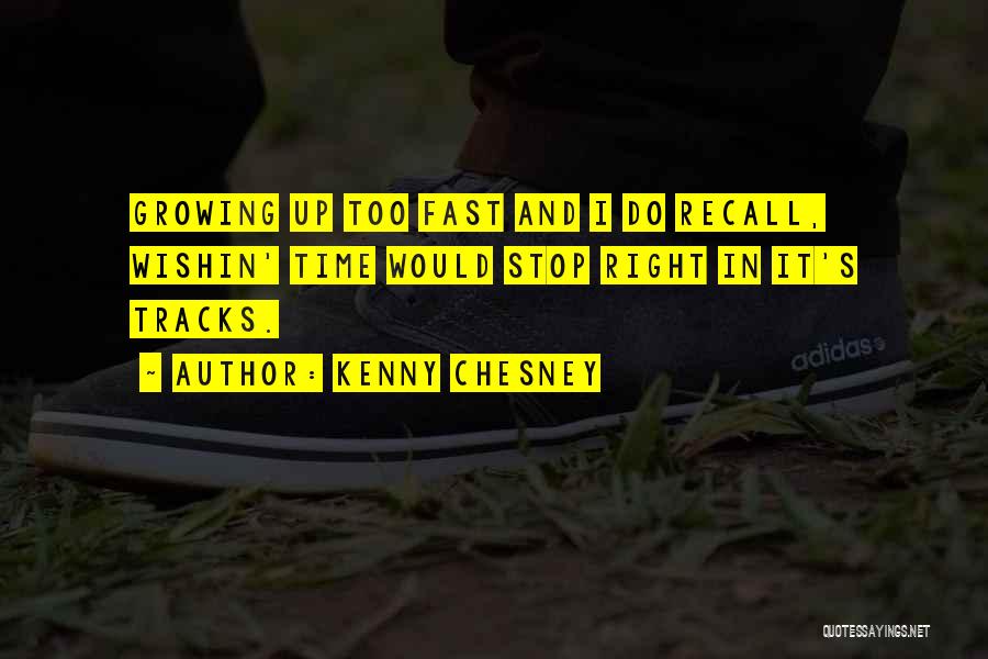 Kenny Chesney Quotes: Growing Up Too Fast And I Do Recall, Wishin' Time Would Stop Right In It's Tracks.