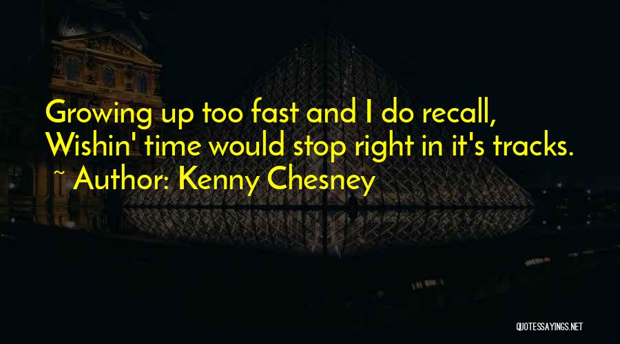 Kenny Chesney Quotes: Growing Up Too Fast And I Do Recall, Wishin' Time Would Stop Right In It's Tracks.