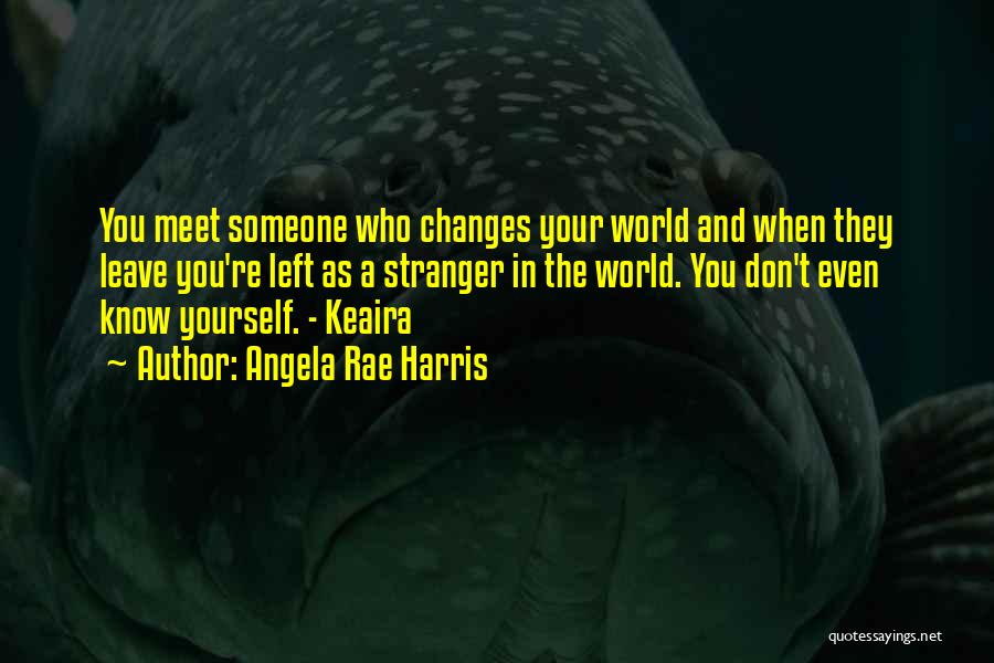 Angela Rae Harris Quotes: You Meet Someone Who Changes Your World And When They Leave You're Left As A Stranger In The World. You