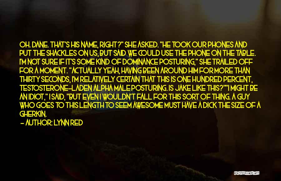 Lynn Red Quotes: Oh. Dane. That's His Name, Right? She Asked. He Took Our Phones And Put The Shackles On Us, But Said