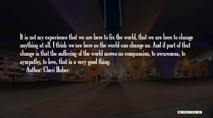 Cheri Huber Quotes: It Is Not My Experience That We Are Here To Fix The World, That We Are Here To Change Anything