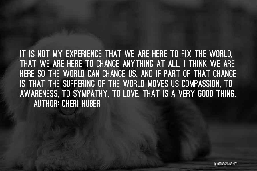 Cheri Huber Quotes: It Is Not My Experience That We Are Here To Fix The World, That We Are Here To Change Anything