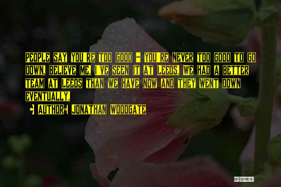 Jonathan Woodgate Quotes: People Say You're Too Good - You're Never Too Good To Go Down, Believe Me. I've Seen It At Leeds.