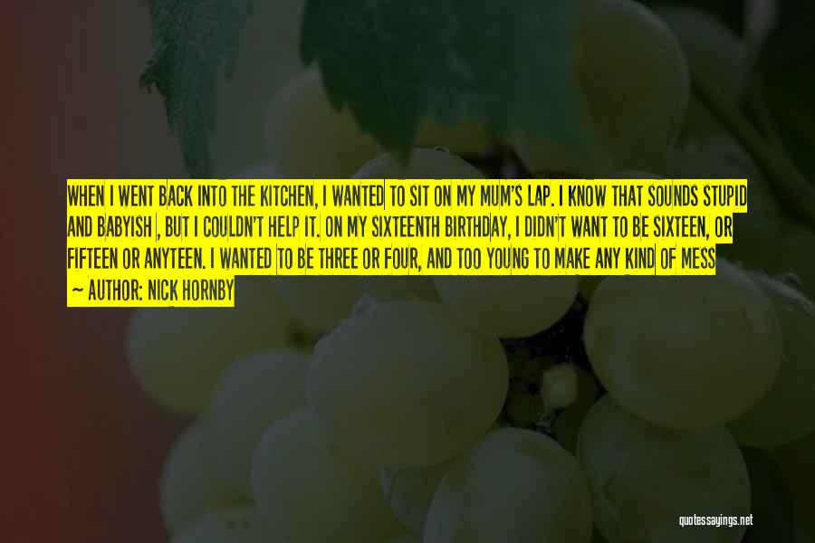 Nick Hornby Quotes: When I Went Back Into The Kitchen, I Wanted To Sit On My Mum's Lap. I Know That Sounds Stupid