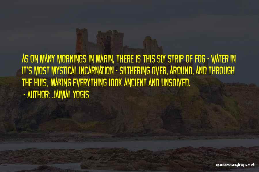 Jaimal Yogis Quotes: As On Many Mornings In Marin, There Is This Sly Strip Of Fog - Water In It's Most Mystical Incarnation